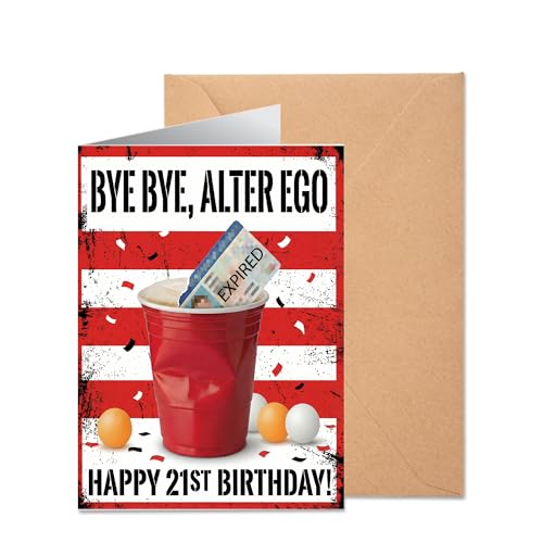 Funny 21st Birthday Card - Finally Legal Fake ID Joke Design with Envelope
