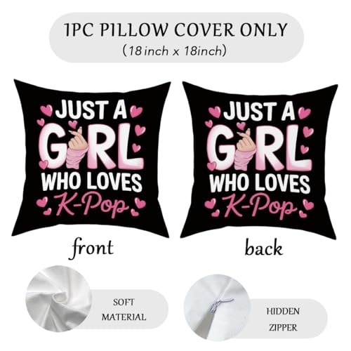 Banime Anime Throw Pillow Cover 18x18, Soft Flannel K-pop Room Decor