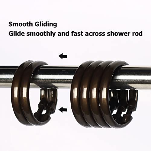 O-Shaped Plastic Shower Curtain Rings - 12 Pcs Bronze Hooks