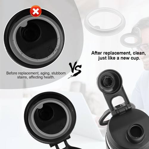 4pcs Gasket Replacement for TAKEYA Actives, Silicone Sealing Ring Gaskets Seal Parts Leak-Proof Water Bottle Lid O Ring Replacement Compatible with TAKEYA Actives All OZ (Not for TAKEYA Originals)