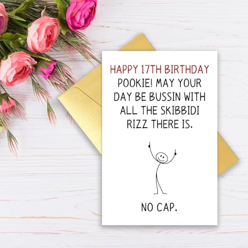 Funny 17th Birthday Card for Gen Z - Humorous Slang Greeting Card