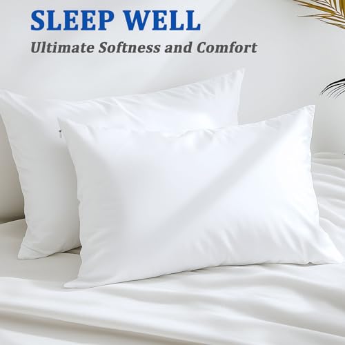 Precoco 100% Cotton Queen Pillowcases - 600 Thread Count, 2 Pack, White