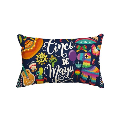 Cinco de Mayo Sombrero Guitar Balloon Pillow Cover 12x20