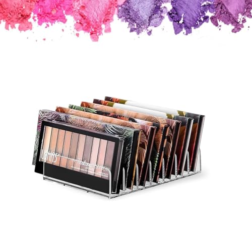 WECHENG 2 Pack Acrylic Makeup Palette Organizer - 7-Section Clear Holder for Vanity & Countertop