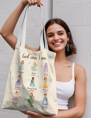 Christian Tote Bag - Princess Canvas Bible Bag for Women & Gifts