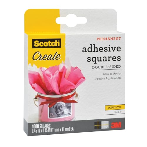 Scotch Permanent Double-Sided Adhesive Squares, 1000 Count (Pack of 2)