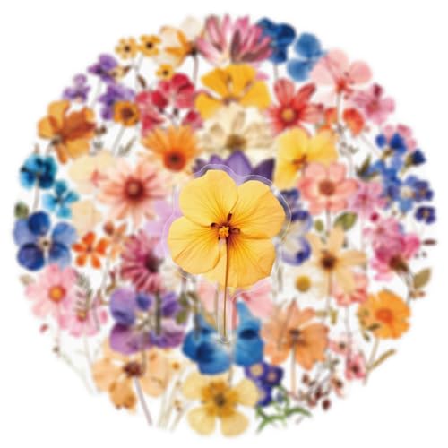 50 Pcs Waterproof Pressed Dried Flower Stickers for Journaling