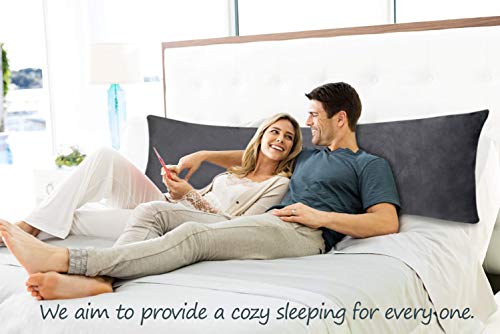Luxury Velvet Body Pillow Cover 21x54 Inch with Zipper Grey Bed Pillow Protector