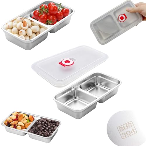304 Stainless Steel Double Compartment Snack Container