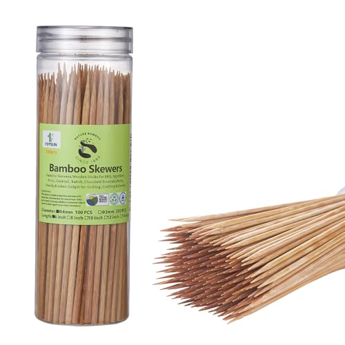 100-Pack 6-Inch Heavy-Duty Bamboo Skewers - Unbleached & Eco-Friendly
