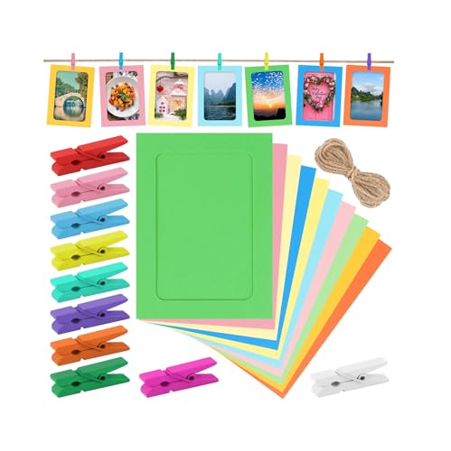 10 Pack 4x5 Inch Colorful Paper Picture Frames with Clips