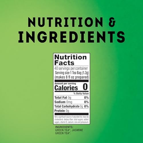 Lipton Green Tea with Jasmine - 240 Count (40 Bags x 6 Pack) - Unsweetened & Caffeinated