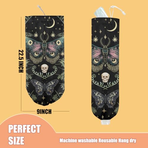 Gothic Moth Butterfly Plastic Bag Holder - Wall Mount Grocery Organizer 0201