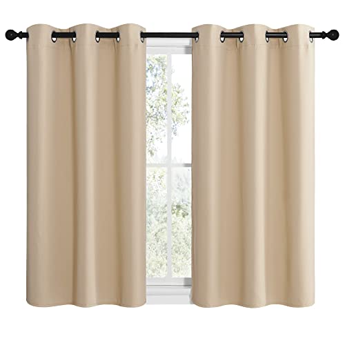 NICETOWN Thermal Insulated Room Darkening Curtain Panels - 42"x40" (Biscotti Beige, Set of 2)