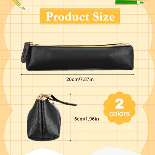 Small PU Leather Makeup Bag for Purse - 2 Pcs Slim Travel Cosmetic Pouch