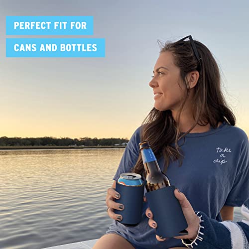 Navy Blue Beer Can Cooler Sleeves 14-Pack - Insulated & HTV Friendly