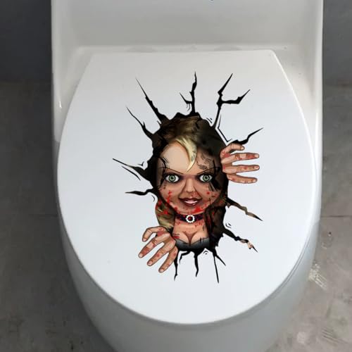 Bloody Girl 3D Halloween Horror Toilet Sticker - Waterproof Decal