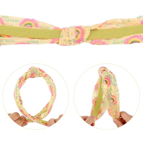 TIOSRU Yellow Sequin Knotted Headband - Sparkly Glitter Hair Accessory