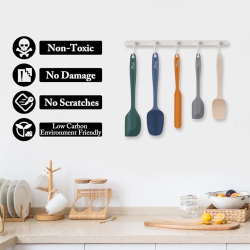 HOTEC Neutral Silicone Spatula Set - 5 Piece, Heat Resistant 600°F, BPA-Free