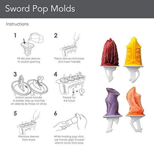 Tovolo Sword Ice Pop Molds - Set of 4 Silicone Frozen Treat Makers