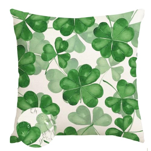 St. Patrick's Day Outdoor Pillow Cover 18x18 - Waterproof Shamrock Design
