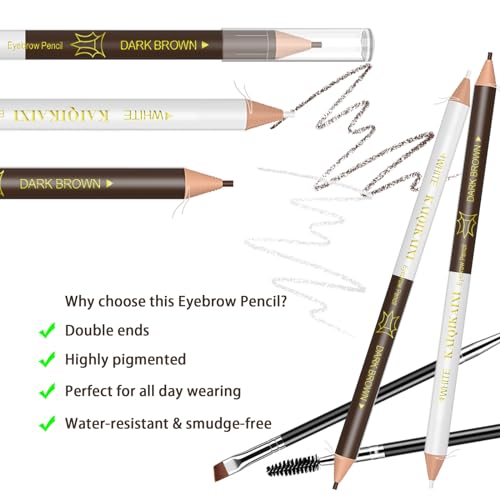 KAIQIKAIXI Waterproof Micro Eyebrow Pencil with Spoolie Brush