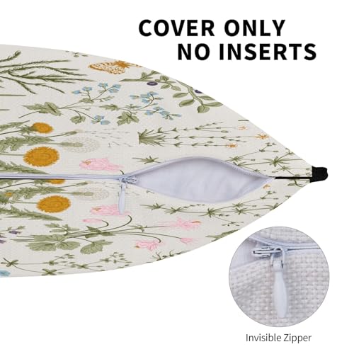 Spring Floral Lumbar Pillow Covers 12x20 (Pack of 2) - Sage Green