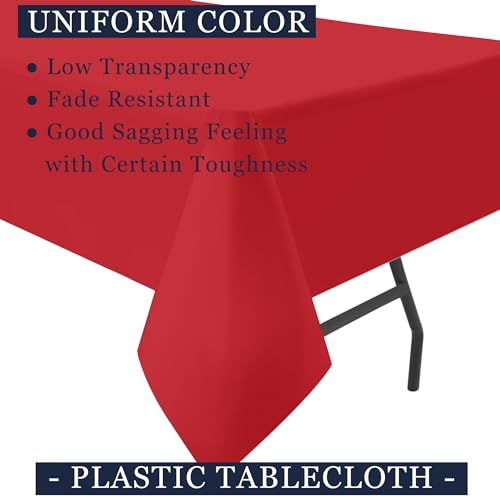 Red Disposable Tablecloth 2 Pack - 54 x 108 Inches for Parties and Events - B3 Red
