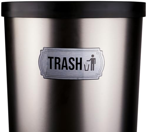Premium Vinyl Recycling and Trash Stickers - 2 Pack Decals for Bins