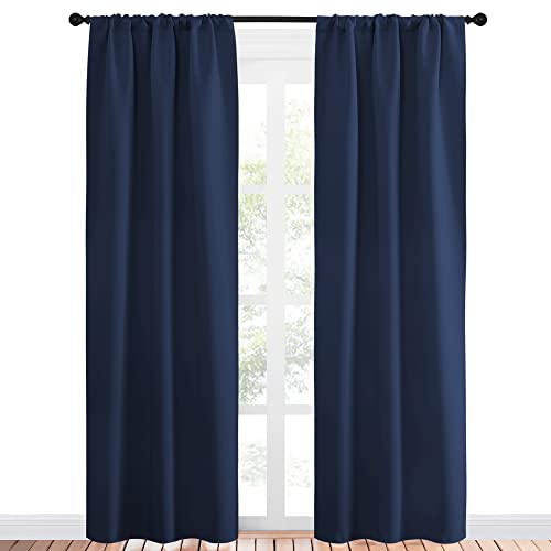 NICETOWN Navy Blackout Curtains - Thermal Insulated Drapes, 34" x 84"