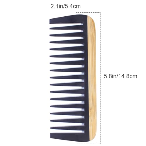 Natural Bamboo Hair Comb Anti-Static Wooden Detangling Comb for Hair & Beard