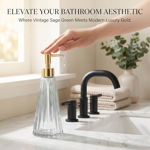 Clear Glass Soap Dispenser with Gold Pump - 11 fl oz