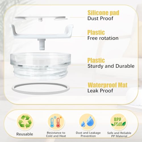 4 Pack Tumbler Lid Replacement for 40 oz Stanley Cup, 3.6in Spill Proof Clear Replacement Lids Fit for Stanley Travel Tumbler, Reusable Accessorie Cover