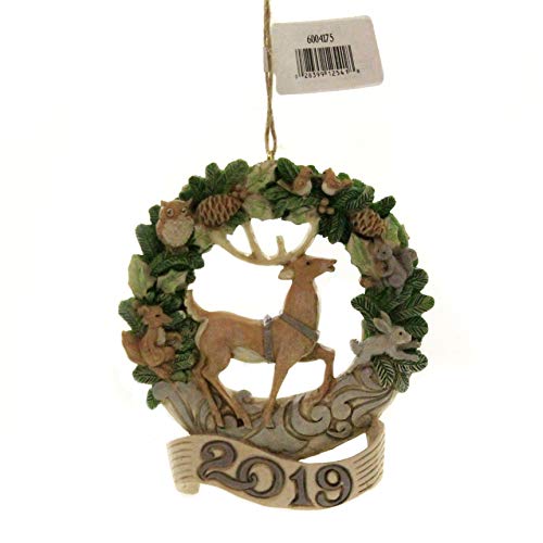 2019 Jim Shore Heartwood Creek Woodland Deer Wreath Christmas Ornament 6004175