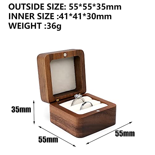 molchagar Wooden Ring Box for Wedding Ceremony, Rustic Holder