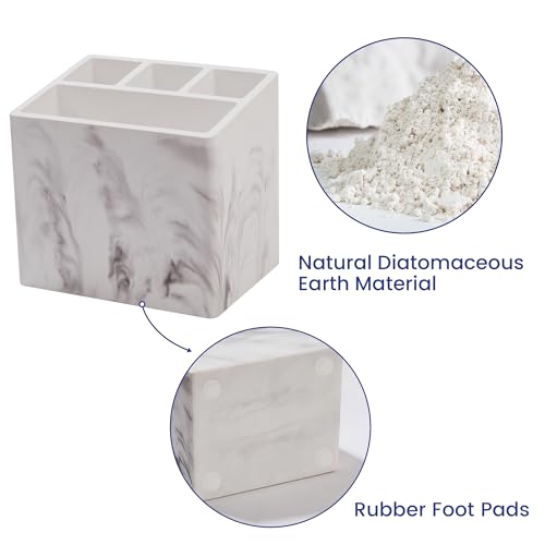 Diatomite Toothbrush Holder with 4 Slots for Bathroom Countertop, Kids & Electric Toothbrush Organizer