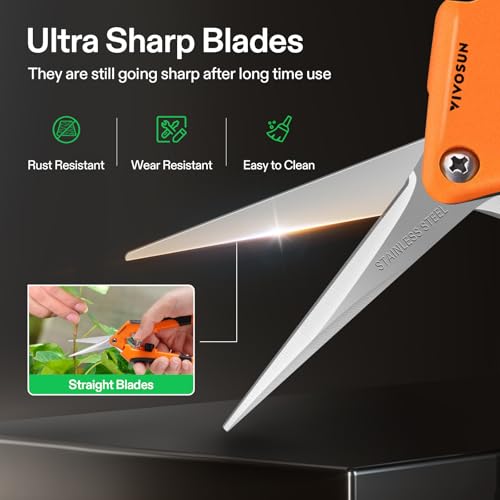 VIVOSUN 6.5 Inch Pruning Shears - Ergonomic Stainless Steel Gardening Scissors