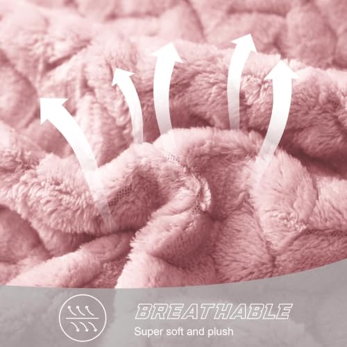 Exclusivo Mezcla Cozy Pink Fleece Throw Blanket, 50”x70”