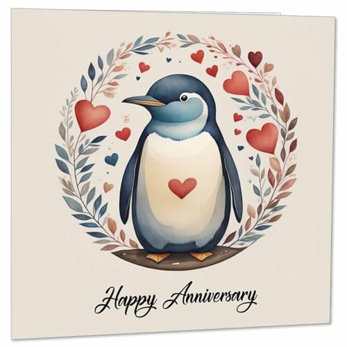 Purple Fox Anniversary Card - Romantic 145mm x 145mm for Husband or Wife