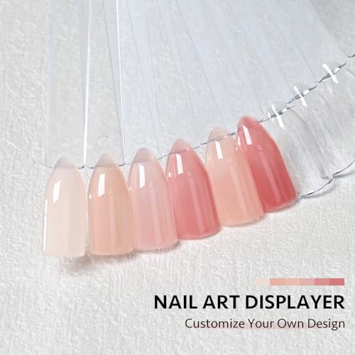 GAOY 50 Pcs Nail Swatch Sticks with Ring & Stickers for Color Display