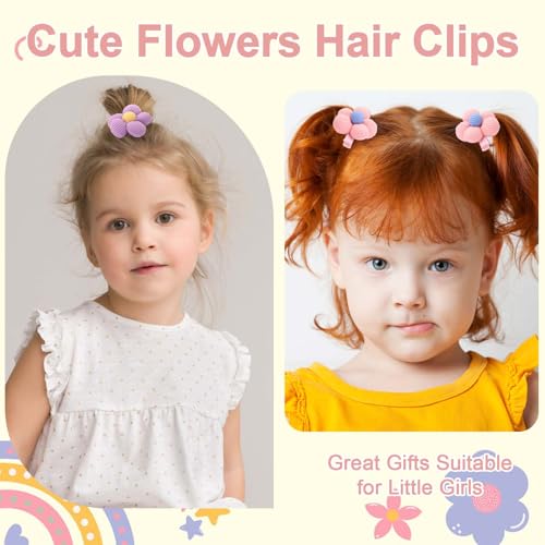 CAVETEE 10PCS Knitted Flower Hair Clips Colorful Floral Barrettes