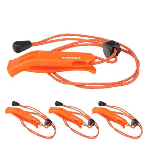 4 Pcs Emergency Whistle - Super Loud Survival Whistle with Lanyard for Safety Alert, Boating, Swimming, Kayaking, Hiking, Camping, Hunting, and Rescue Signaling