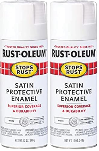 Rust-Oleum Satin White Spray Paint, 12 oz (Pack of 2) - Stops Rust