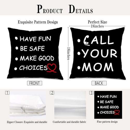 Funny College Dorm Pillow Cover 18x18 - Call Your Mom, Colour 04