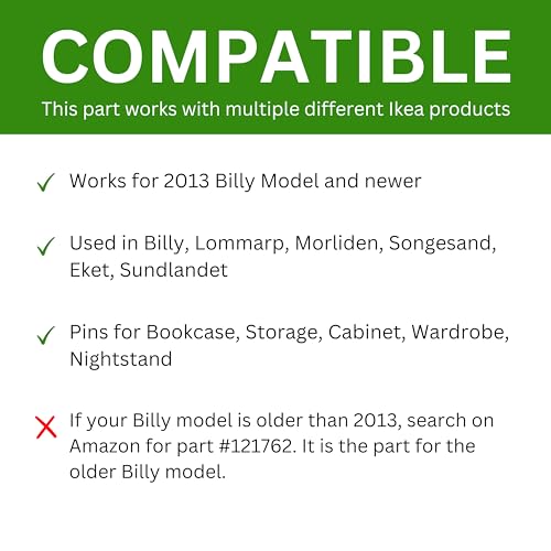 Billy Bookshelf Pins - Replacement for IKEA Part #131372 - 12 Pack