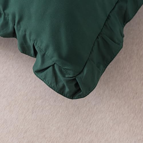 KAIANG Boho Body Pillow Case 20x54 Inches, Ruffled Dark Green Microfiber