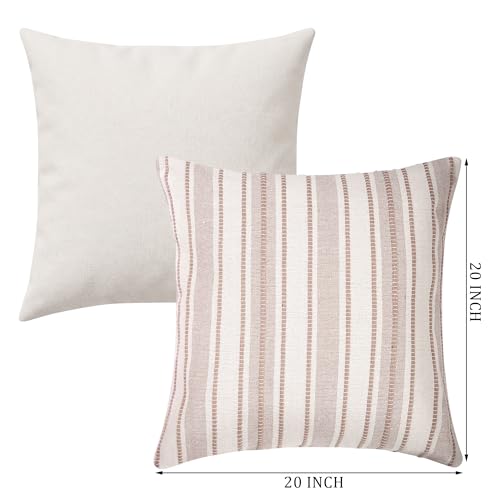Boho Pillow Covers Set of 2 - Khaki 20x20 Decorative Throw Pillows