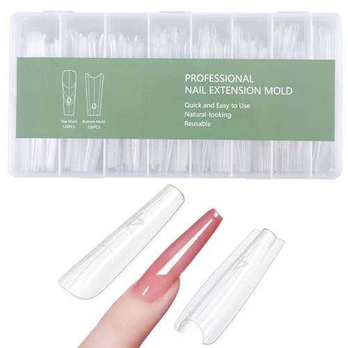 JJUNW 240 PCS Sandwich Dual Nail Forms Trapezoid Reusable Extension Kit