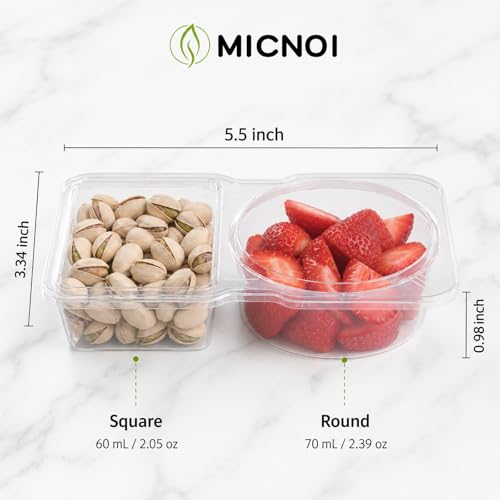 Reusable Snack Pack Containers with Lids - 2 Compartment Mini Sauce Boxes