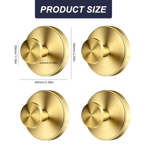 Gold Reusable Suction Cup Hooks - No Drill Shower Hooks (4 Pack)